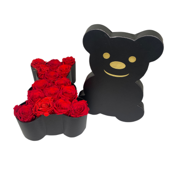 Teddy Bear Box με κόκκινα τριαντάφυλλα