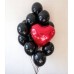 Μπουκέτο με μαύρα μπαλόνια και Κόκκινη καρδιά