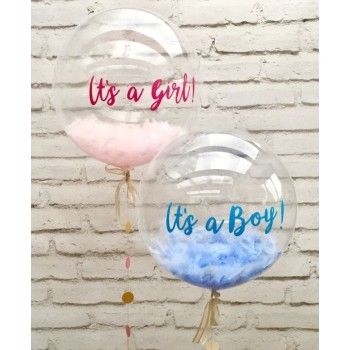Μπαλόνια bubble με πούπουλα για αγοράκι και κοριτσάκι
